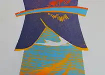 Tittel: Fjord-drakt I. Tresnitt 2022. Størrelse: 17 x 35 cm.